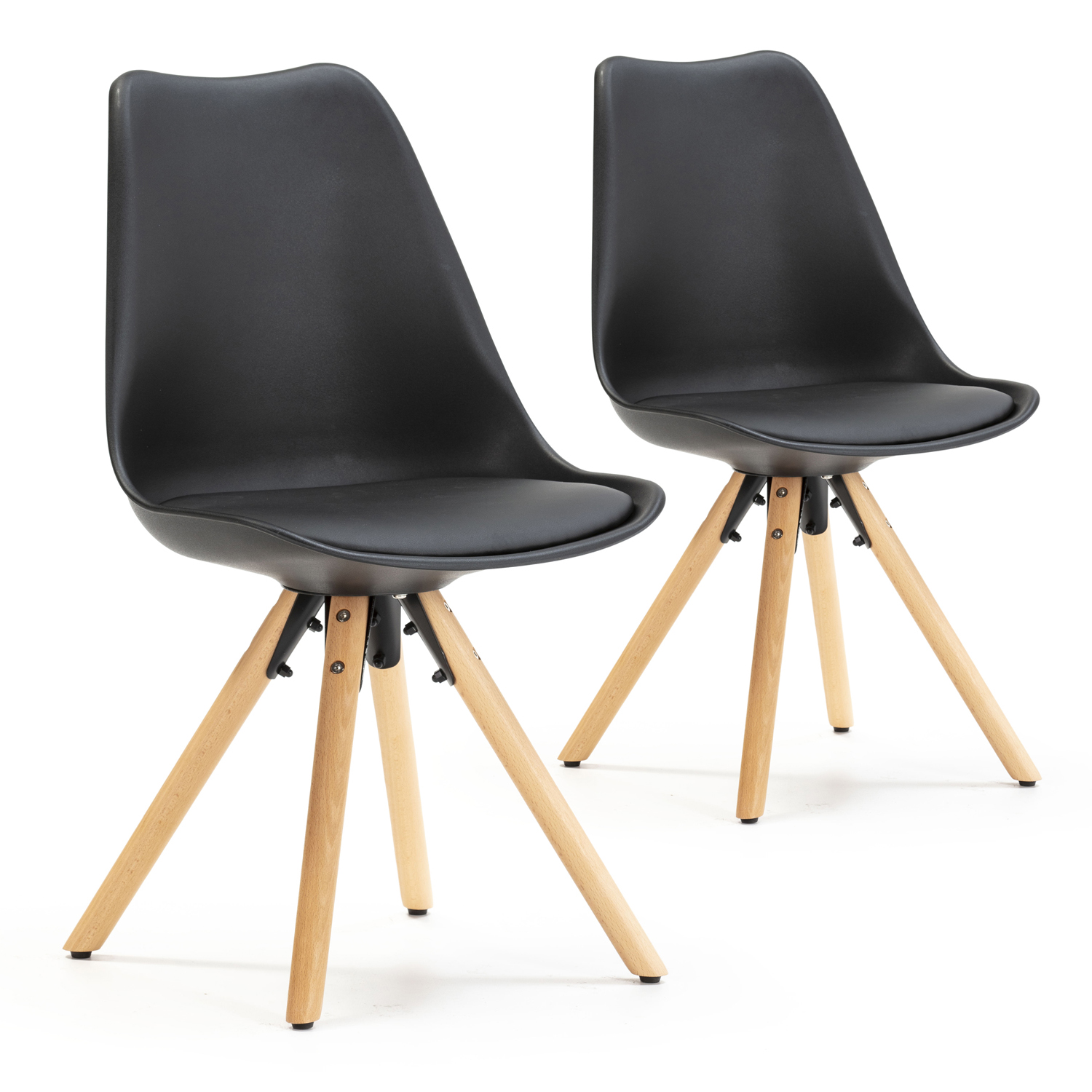 Set de 2 sillas comedor jeff estilo nórdico negro, 54 x 49 x 84 cm