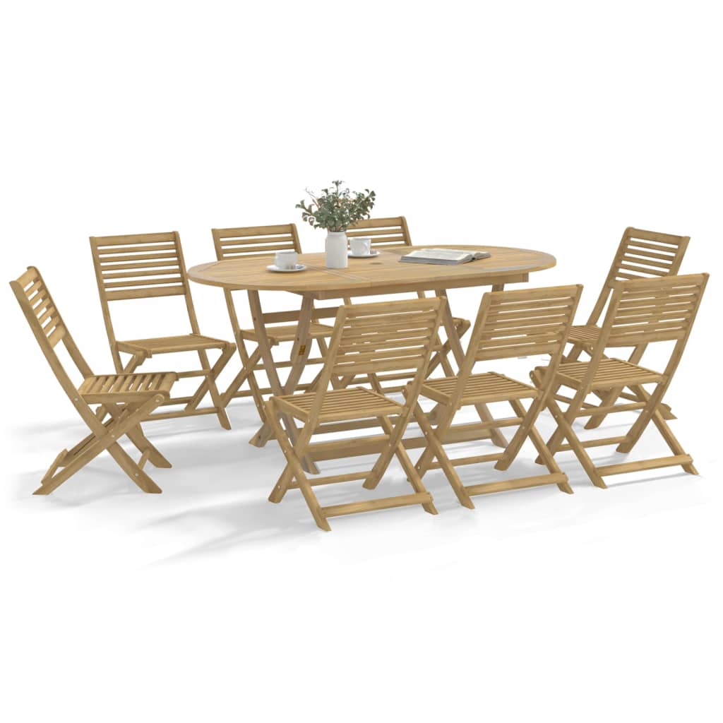 vidaXL juego de comedor de jardín 9 piezas madera maciza de acacia