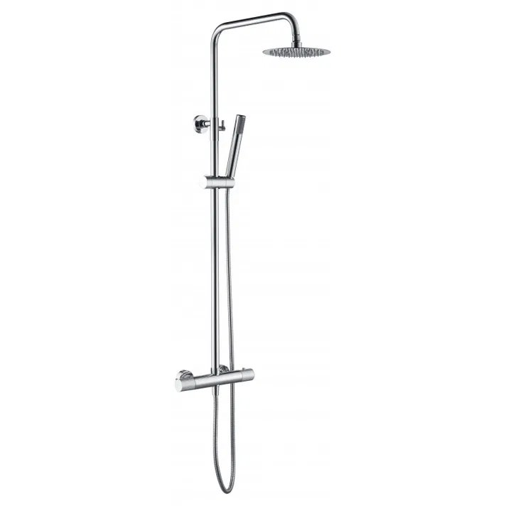 Columna de ducha extensible, termostatico rociador extraplano color cromo