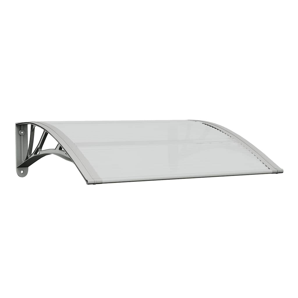 vidaXL marquesina puerta policarbonato gris y transparente 80x75 cm