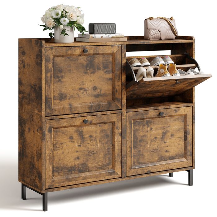 Mueble zapatero vintage marrón - 99 x 24 x 91 cm