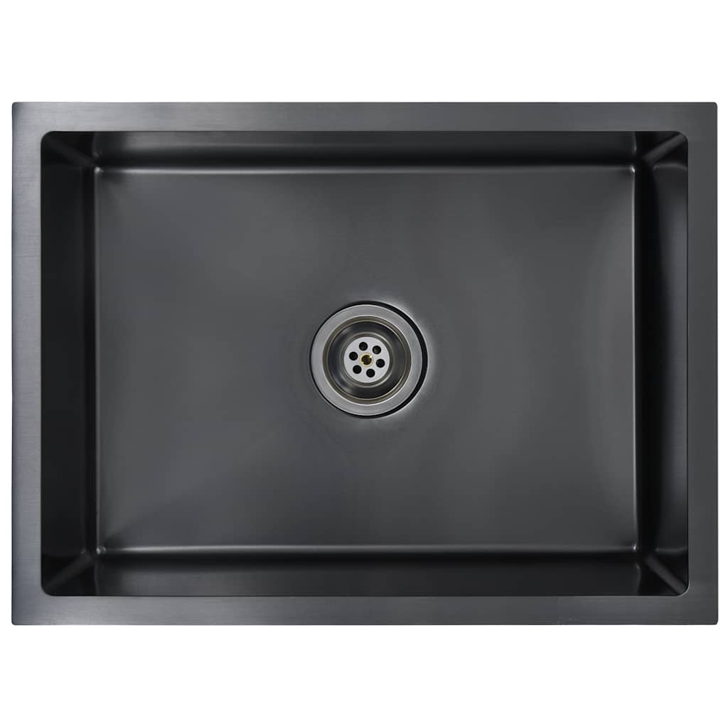 vidaXL fregadero de cocina hecho a mano acero inoxidable negro