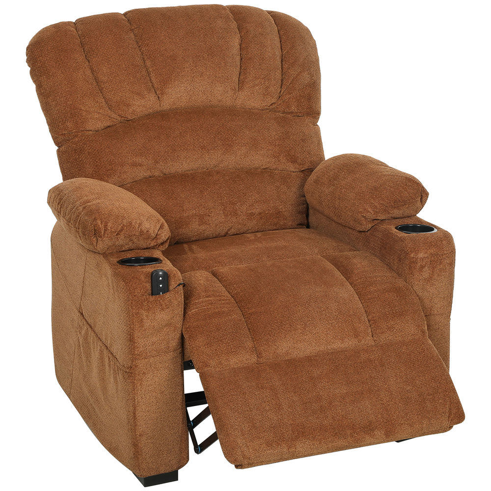Sillón reclinable eléctrico 96x90x105 cm terciopelo color marrón Homcom
