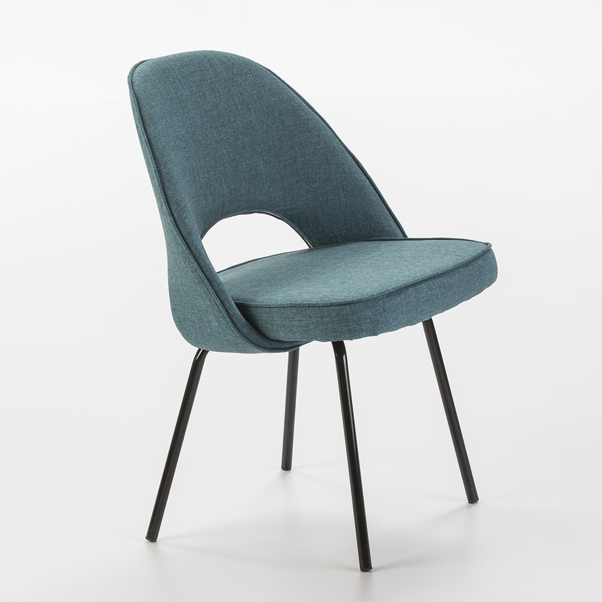 Silla 54x58x80 metal negro, tela poliéster azul