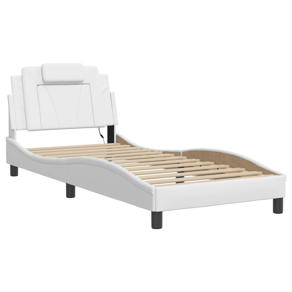 vidaXL estructura de cama viana con LED sin colchón blanco 90x200 cm