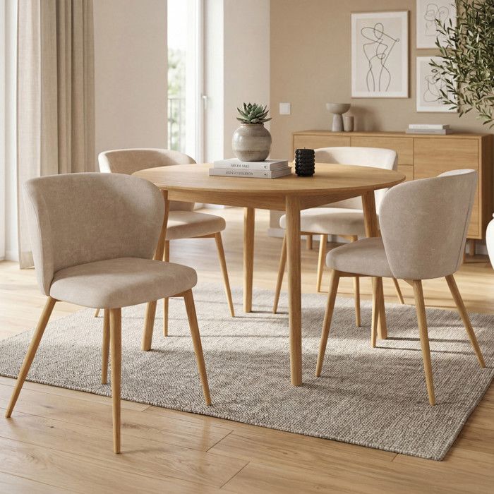 Sillas de chenilla beige - lote 4 - 55x55x74 cm