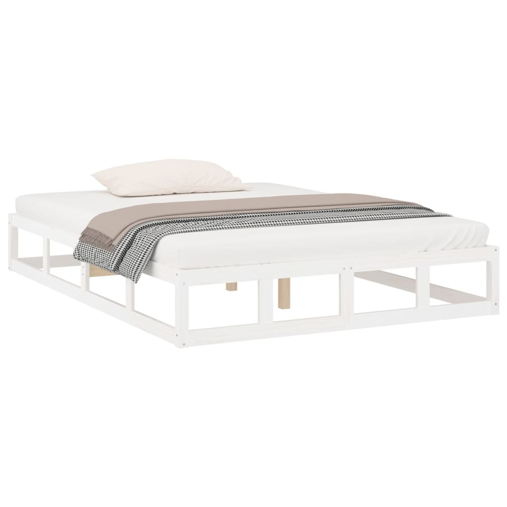 vidaXL estructura cama doble pequeña madera maciza blanco 120x190 cm