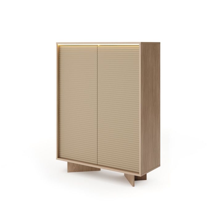 Vitrina - bolívar natural - 2 puertas push-to-open - 6 estantes - iluminaci