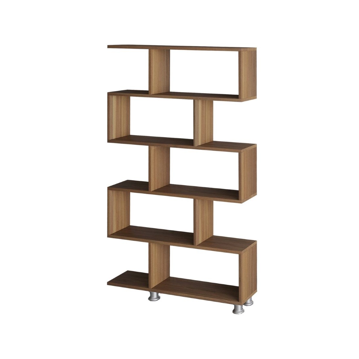 Estantería de 5 estantes decorativos de nogal alt156 cm - nilüfer