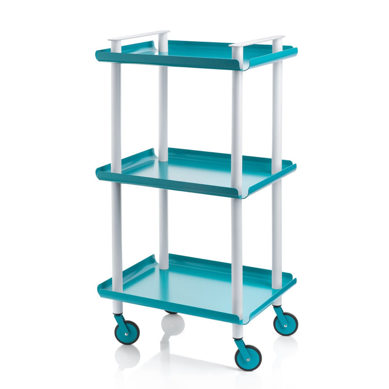 Carrito auxiliar leky, armazón gris, 3 estantes. Práctico y decorativo