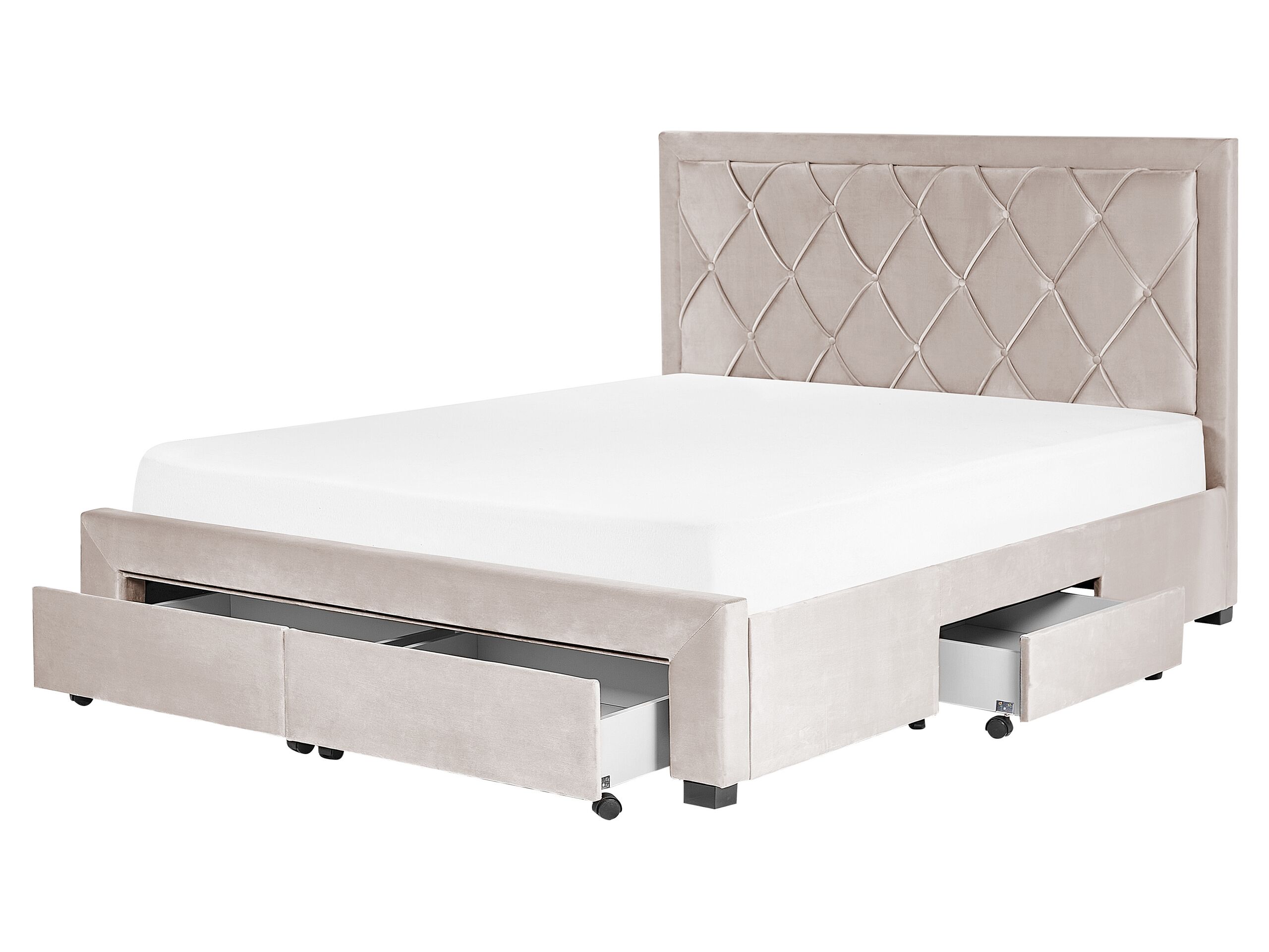 Cama con cajones lievin terciopelo beige 160 x 200 cm