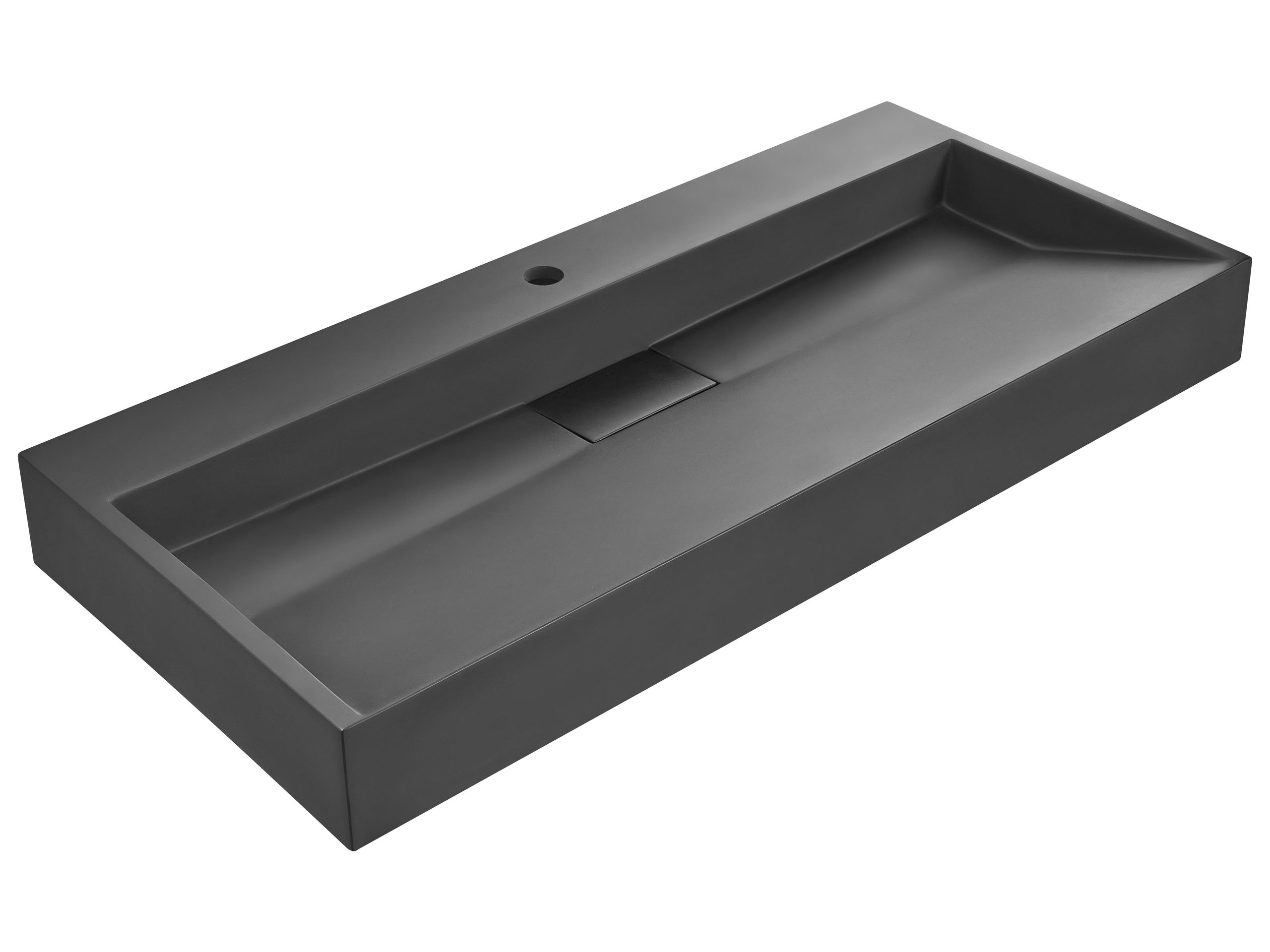 Lavabo suspendido quenko 100 x 46 cm compuesto mineral negro