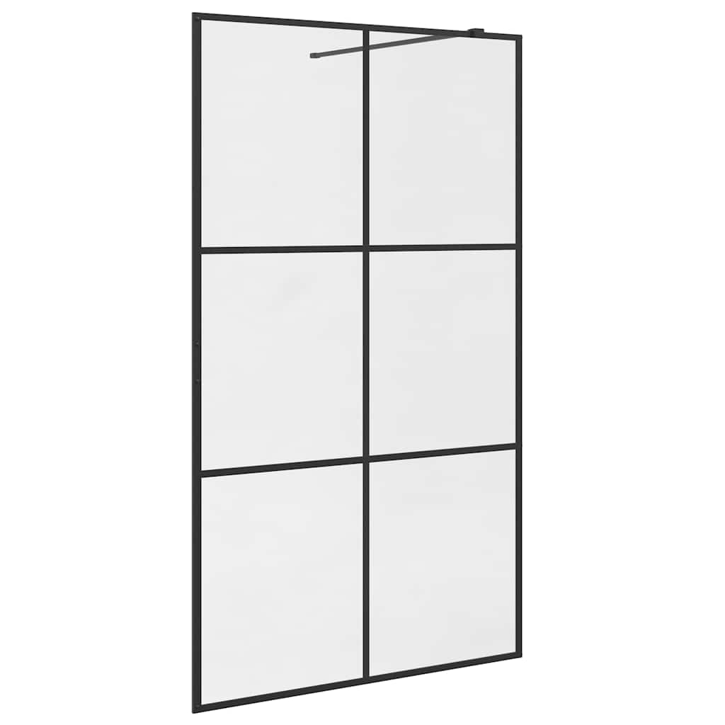 vidaXL mampara ducha accesible vidrio esg transparente negro 115x195cm