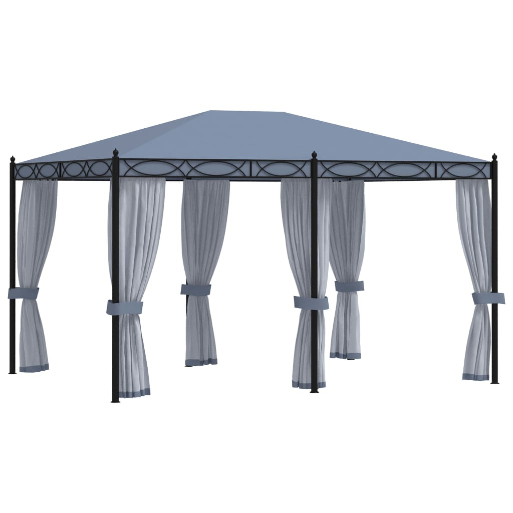 vidaXL cenador con pantallas de malla acero gris antracita 3x4 m