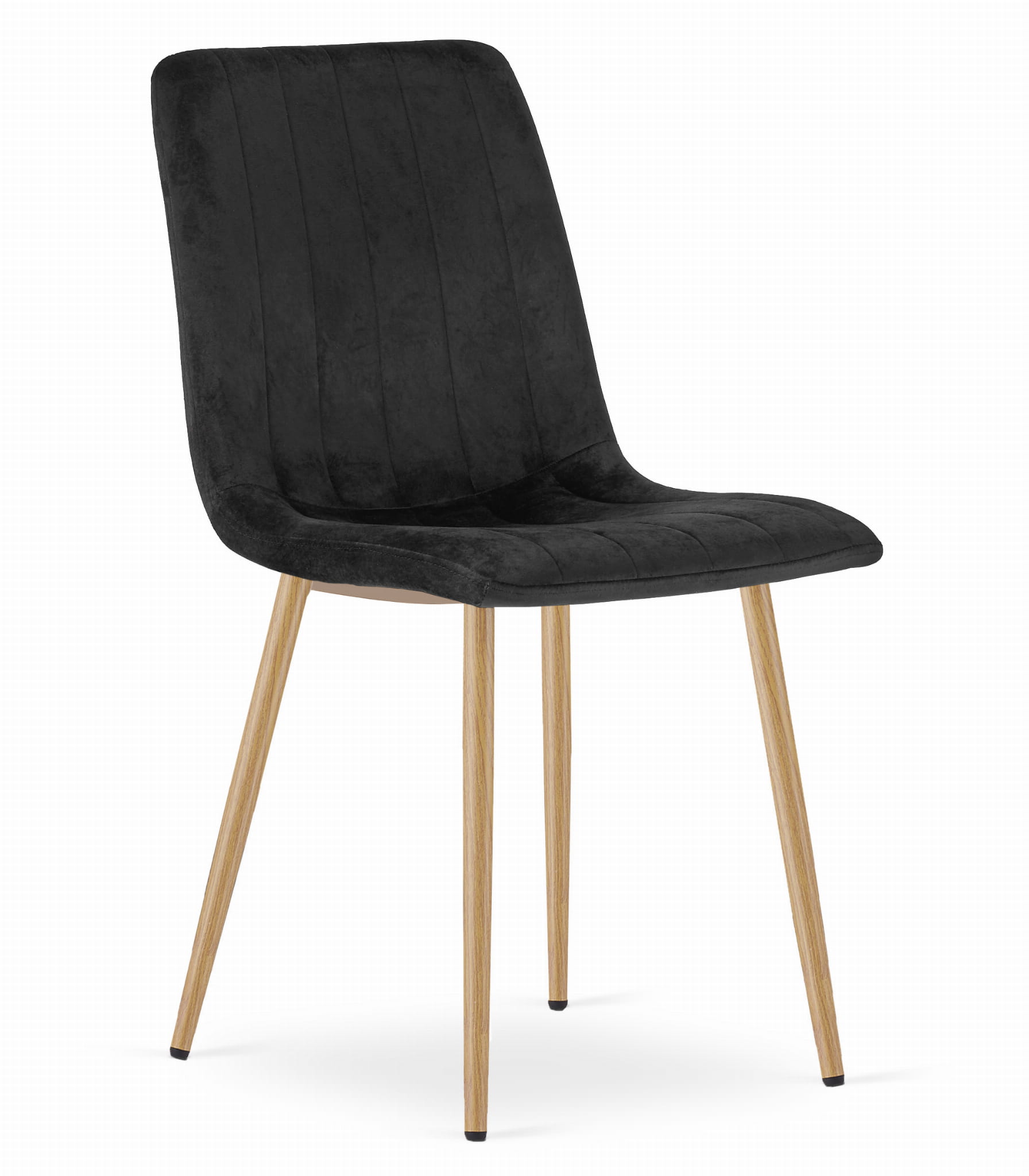 Silla valora jewa – asiento de terciopelo negro con patas color madera x1