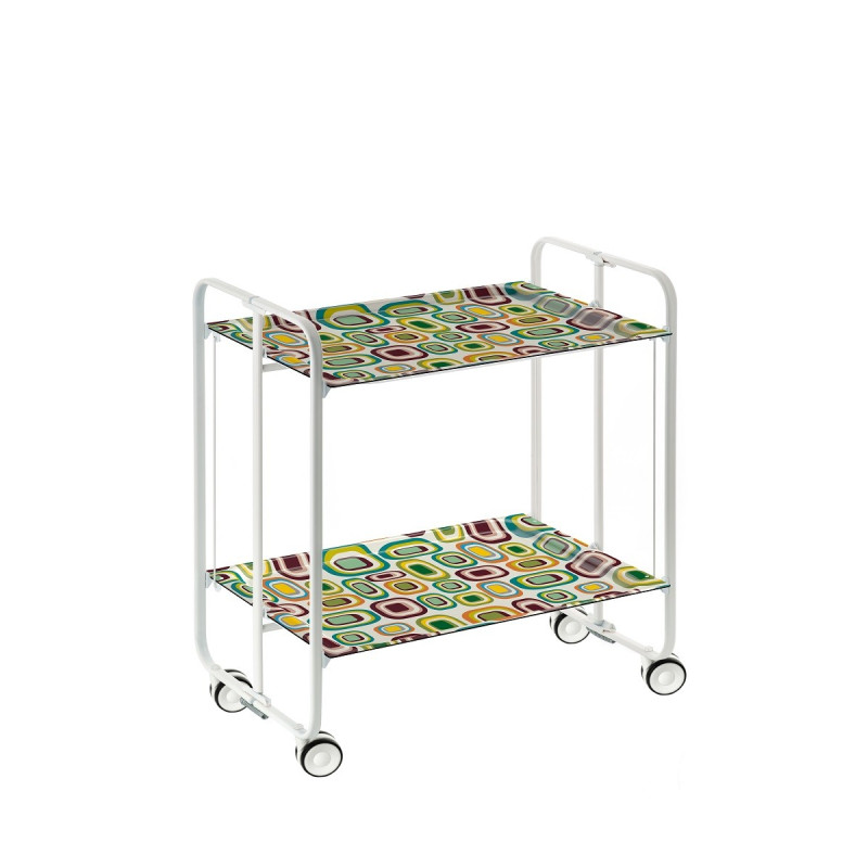 Carrito auxiliar con ruedas bauhaus armazón metálico blanco, 2 bandejas