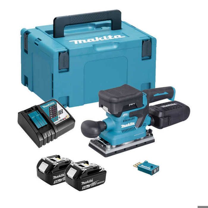 Lijadora vibrante 18v 93x185 mm bluetooth aws - Makita - con 2 baterías 18v