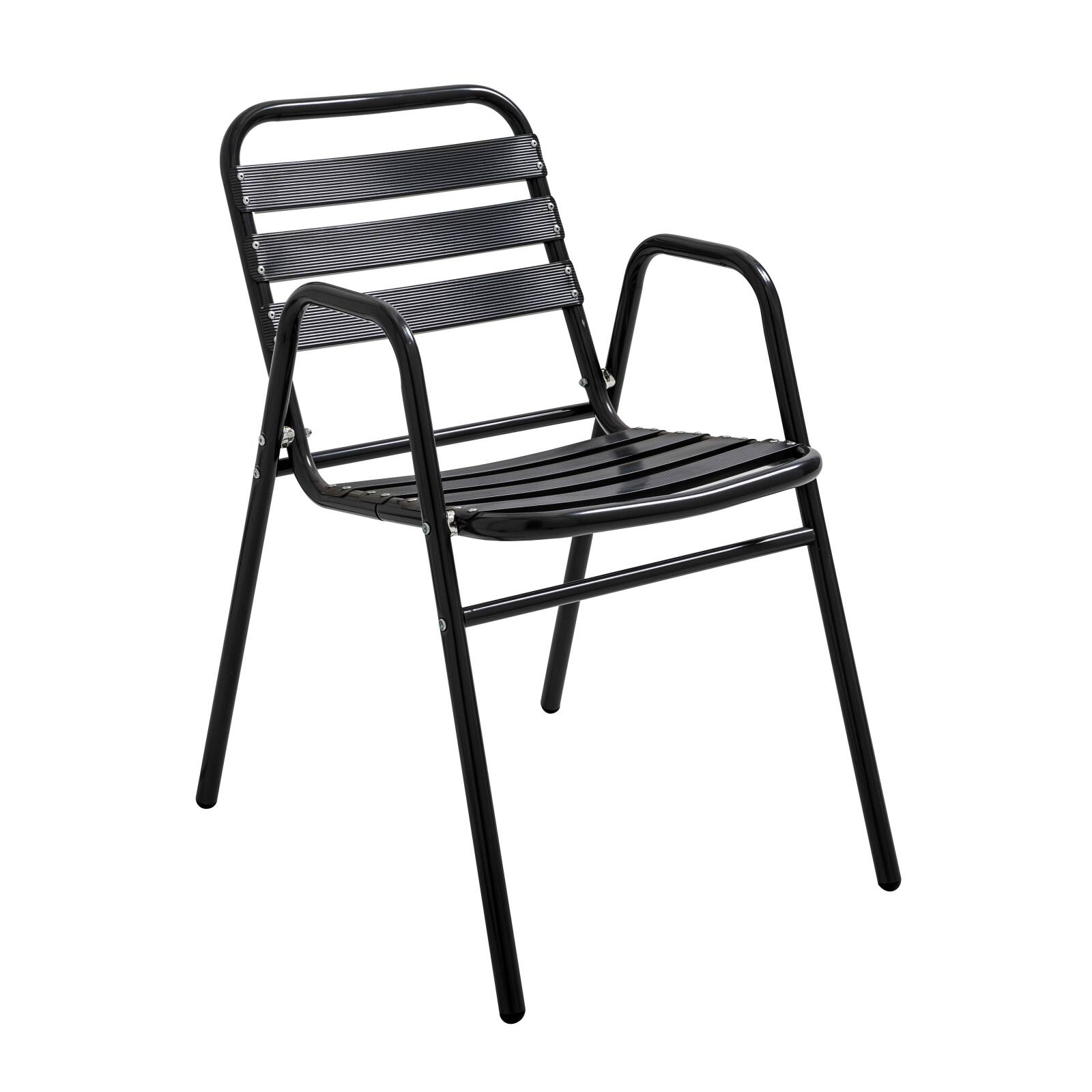 Oviala - silla de jardín apilable de aluminio gris negro