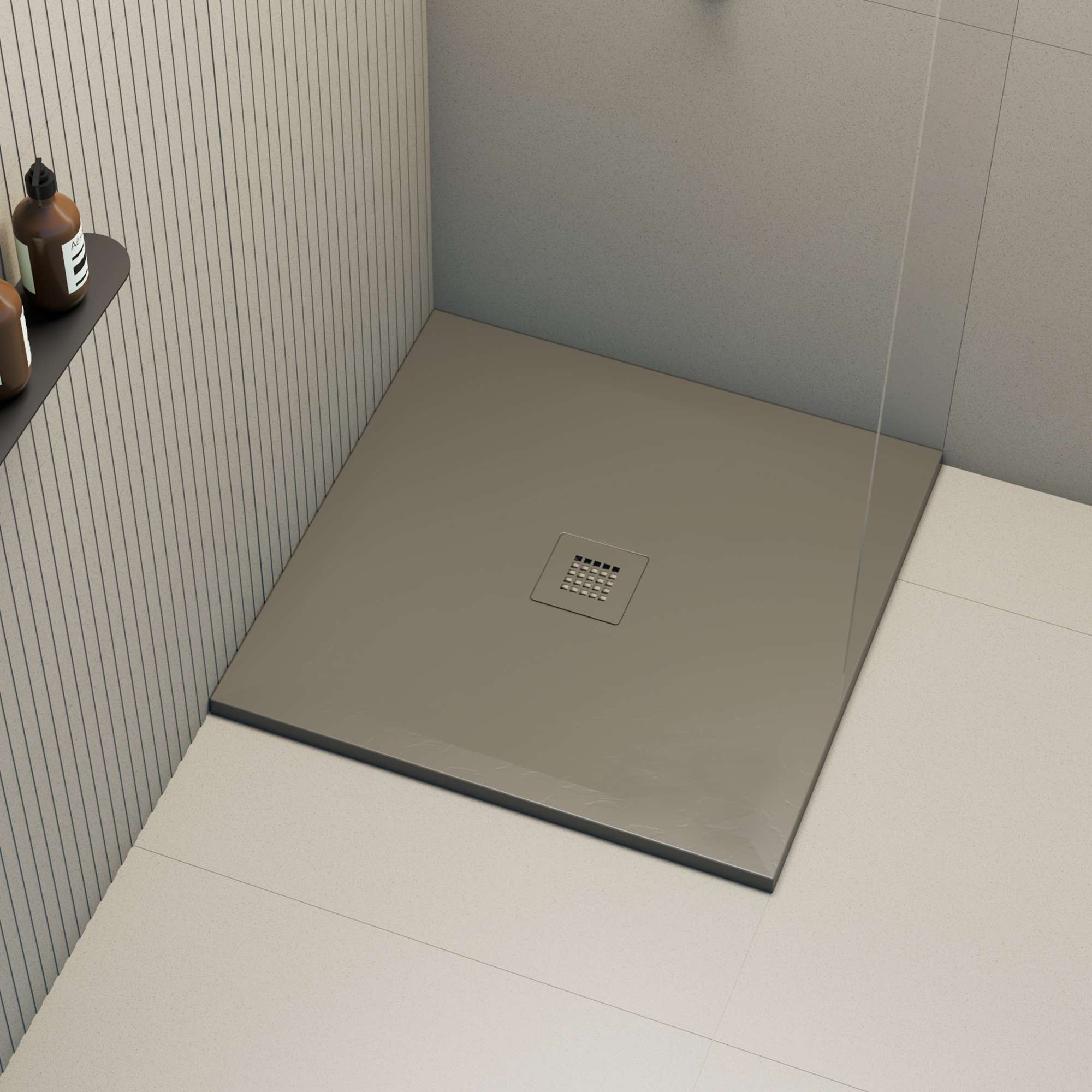 Plato de ducha poaLGi - 80x80 cm - tundra - extraplano, antideslizante