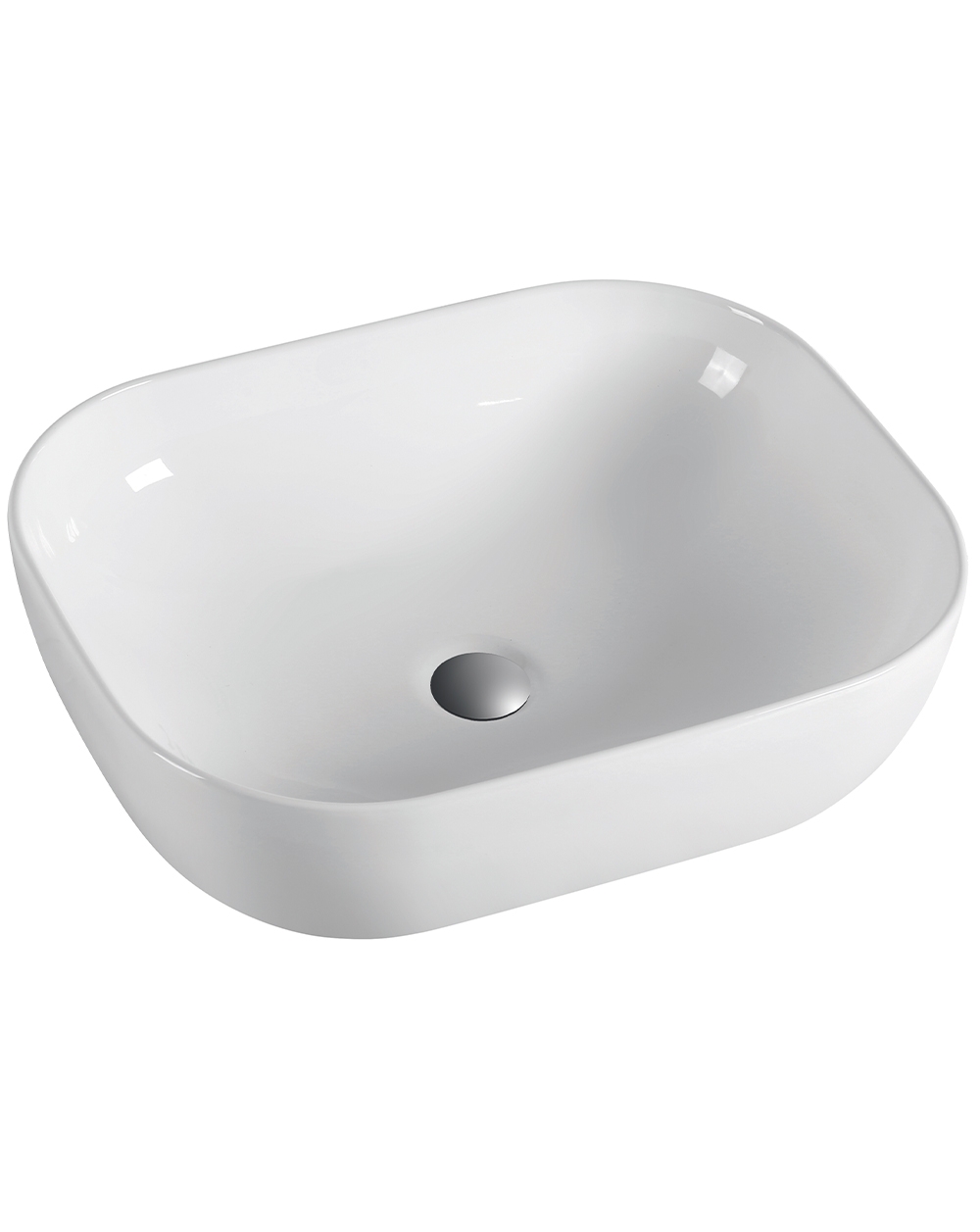 Lavabo para baño sobre encimera cerámico | 50,5cm x 40,5cm | blanco brillo