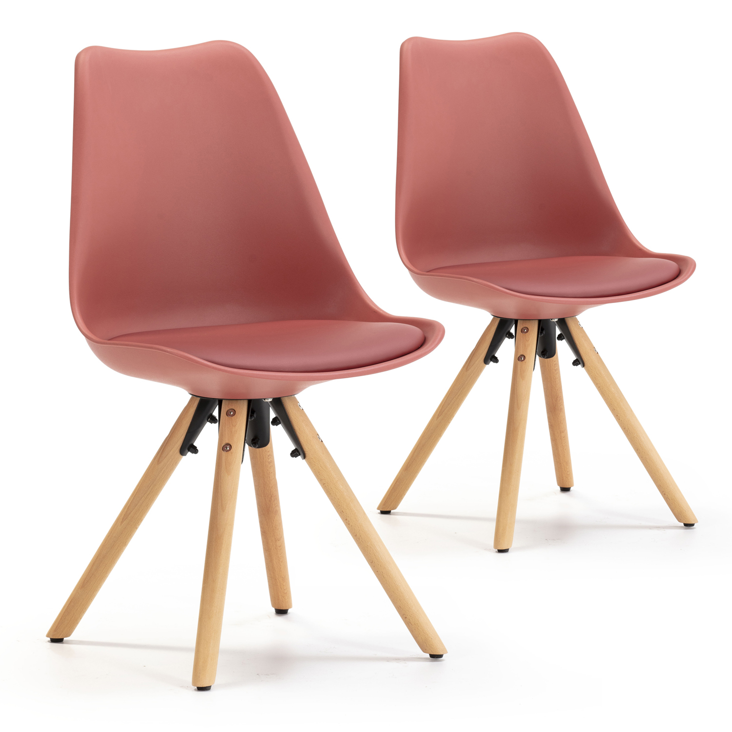 Set de 2 sillas comedor jeff estilo nórdico rojo, 54 x 49 x 84 cm