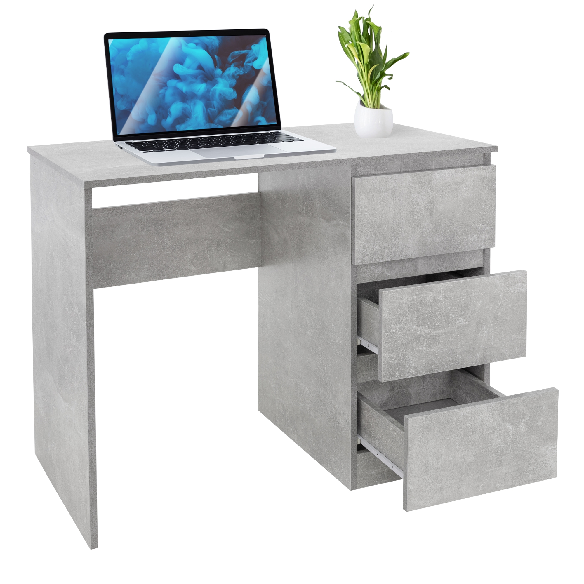 Escritorio con 3 cajones 90x76x50 cm gris ml-design