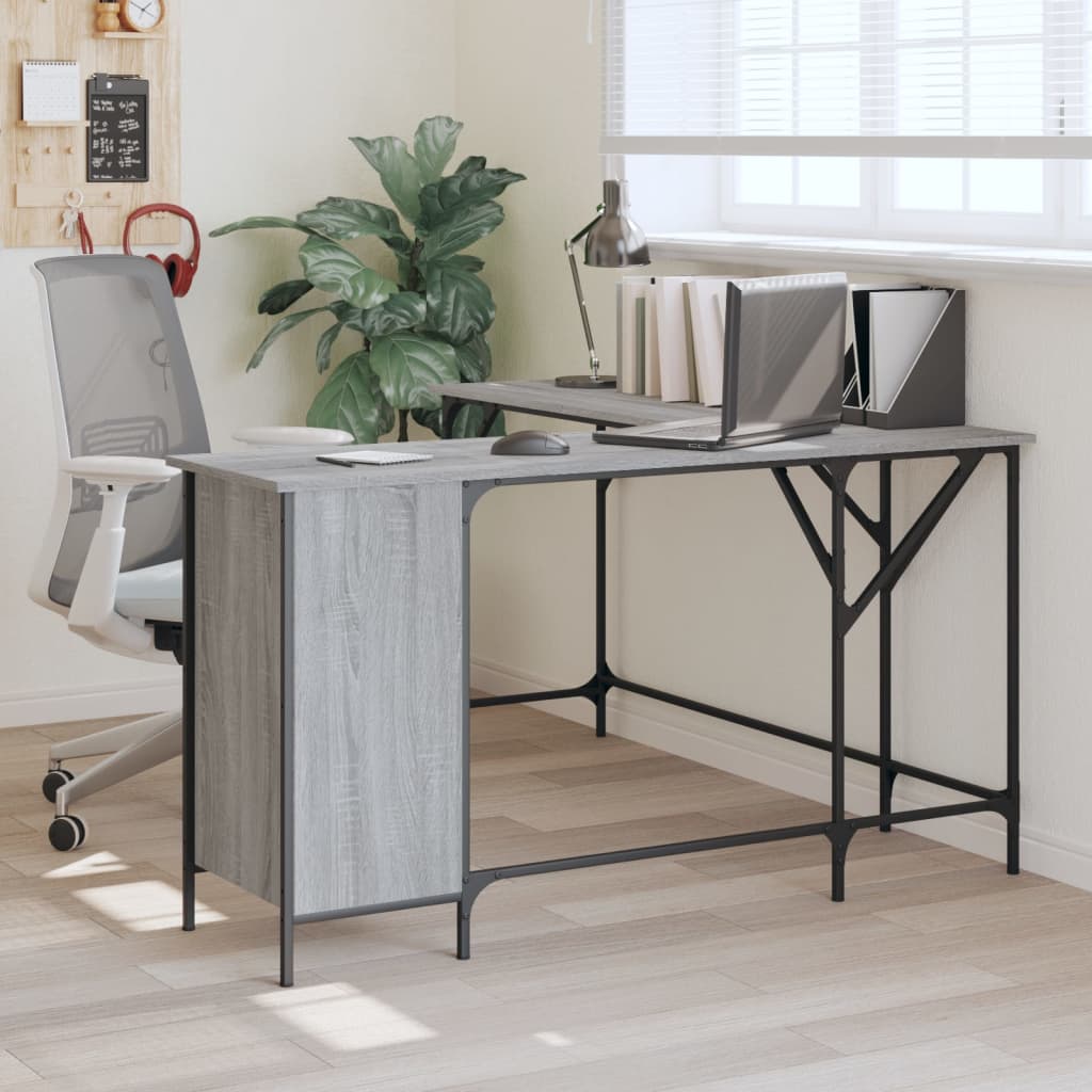 Escritorio madera de ingeniería gris sonoma 141x141x75 cm