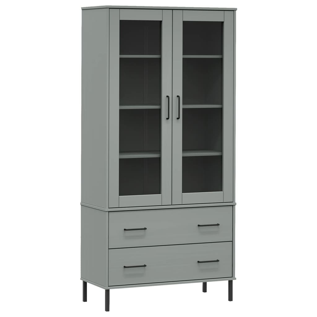 vidaXL librería patas de metal oslo madera maciza gris 85x35x172,5cm