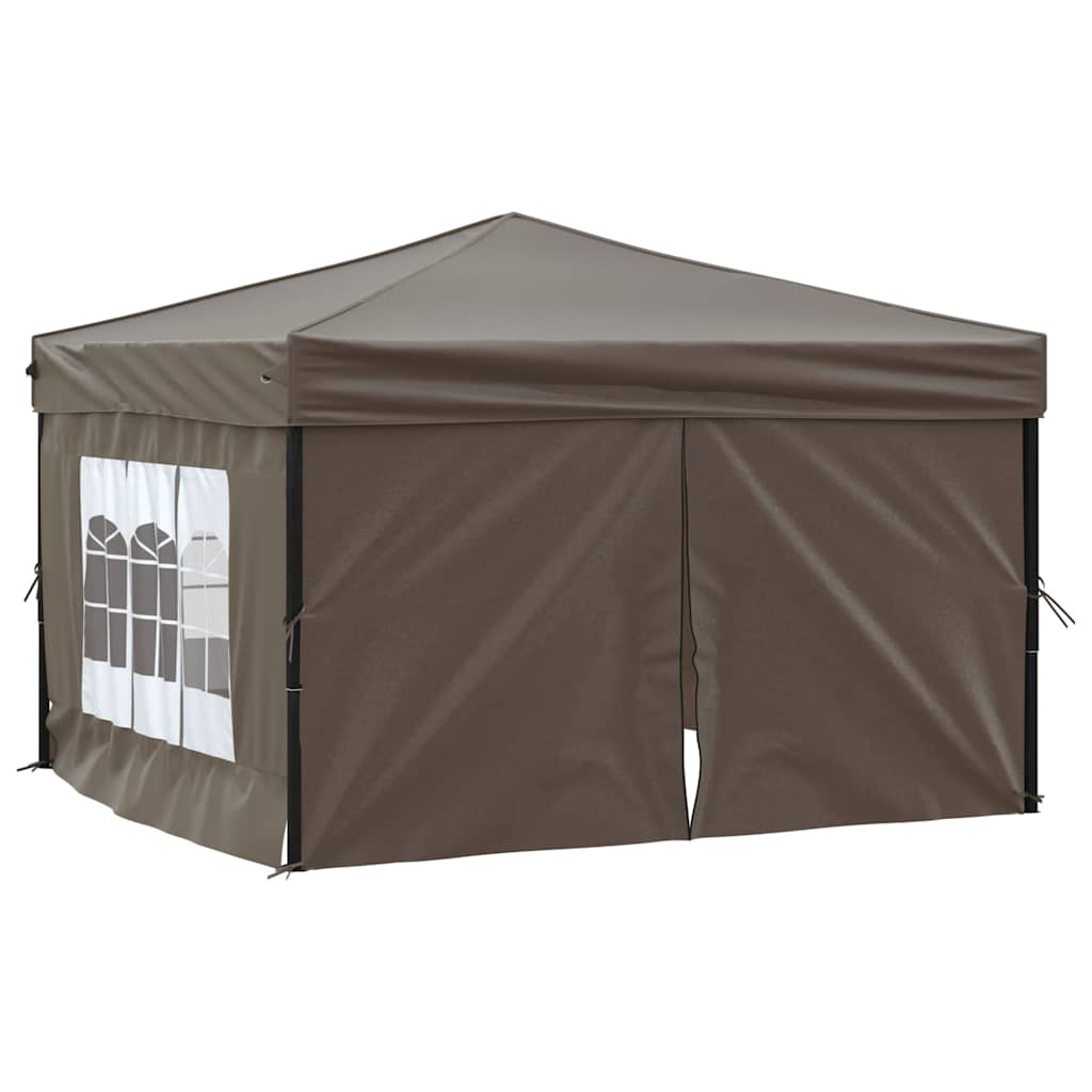 vidaXL carpa de fiesta plegable con paredes laterales gris taupe 3x3 m