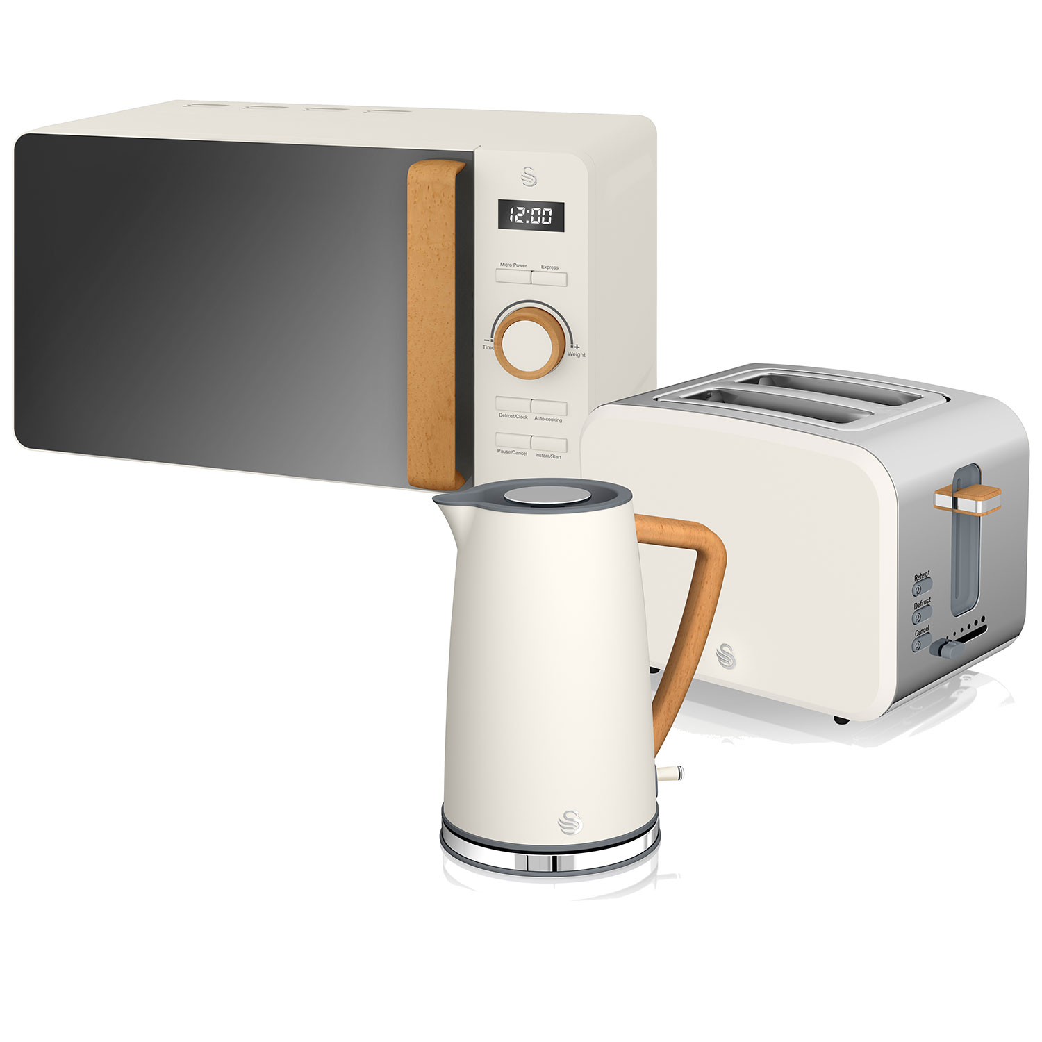 Nordic set desayuno, hervidor, tostador, microondas swan strp1060whtne