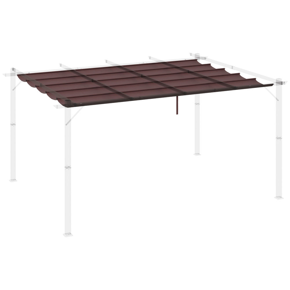 Cubierta para pérgola 350x260x6 cm tela poliéster color marrón Outsunny