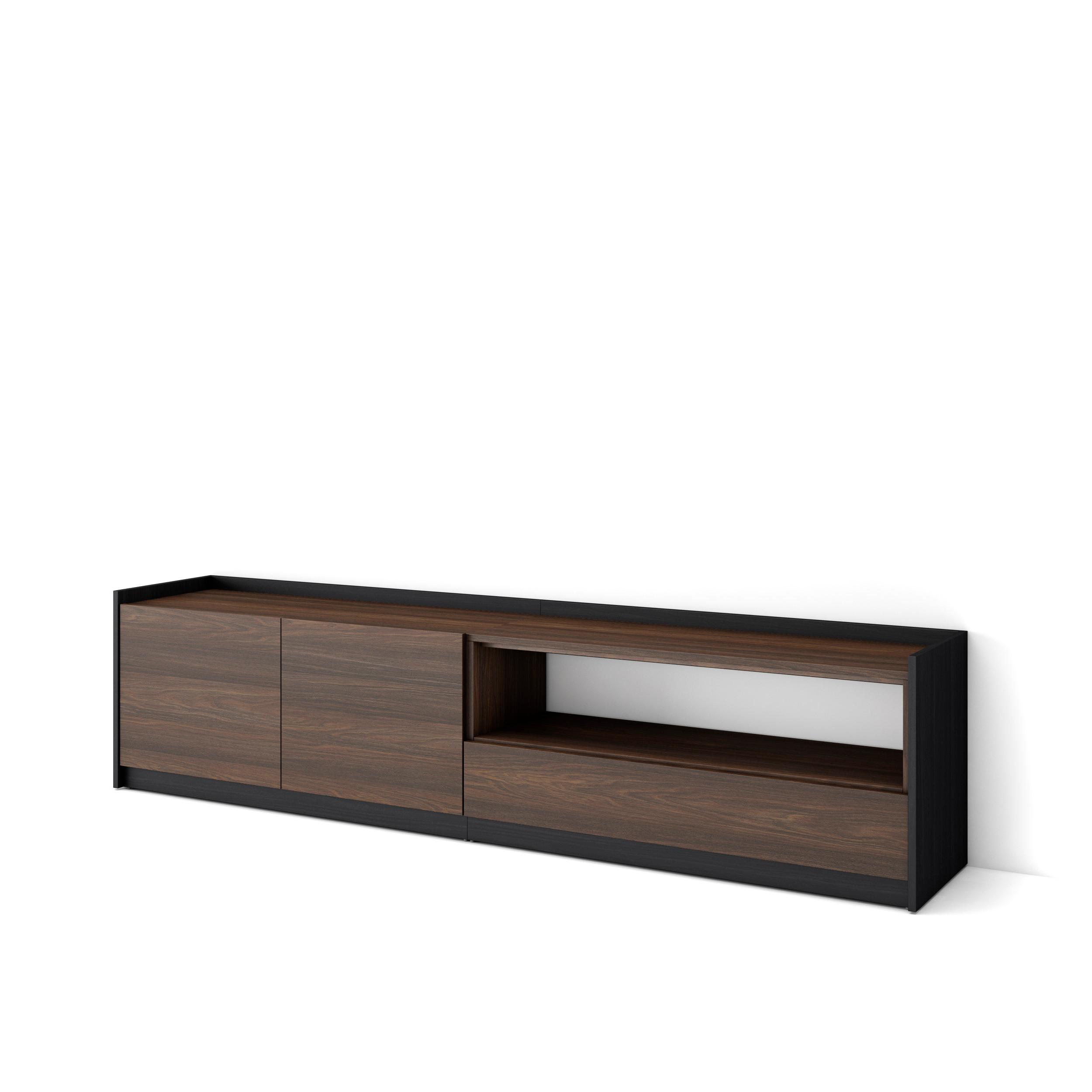Mueble tv, 207x50x37cm, roble oscuro y negro rf4378