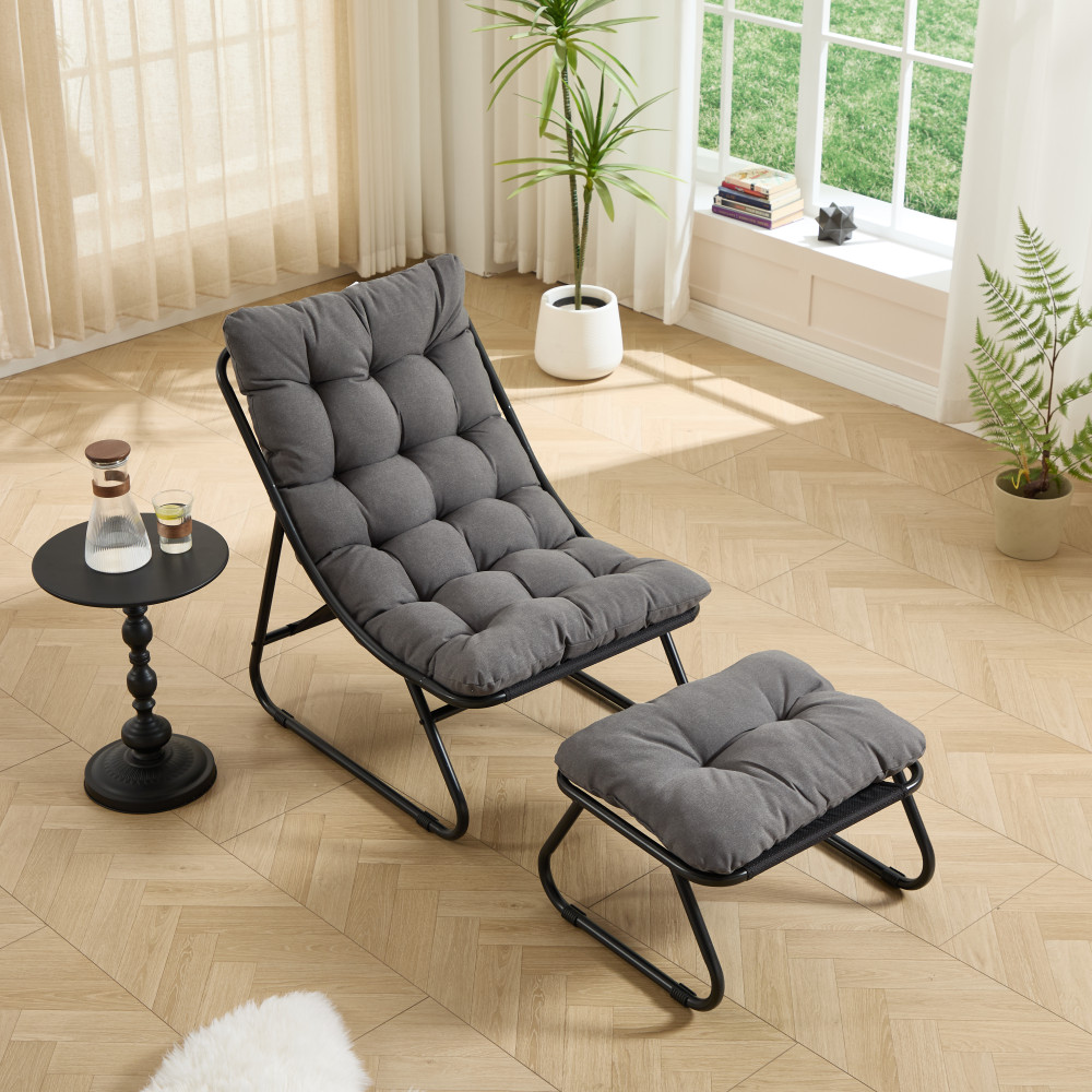 Sillón relax gris con reposapiés para interior y exterior