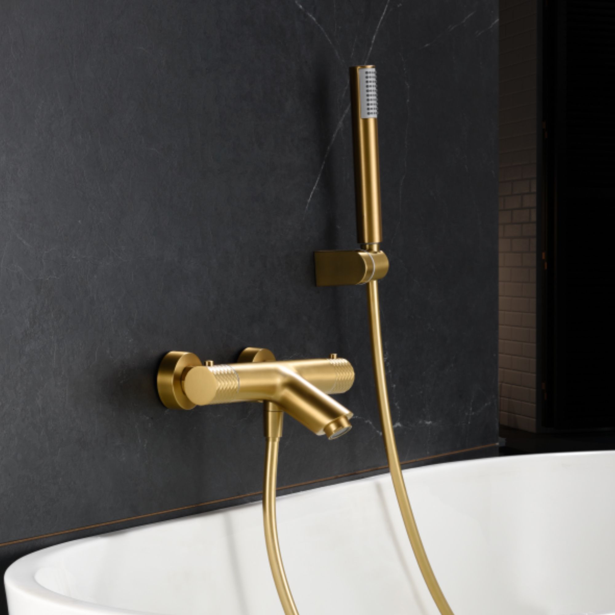 Imex - grifo ducha y bañera termostático oro serie génova