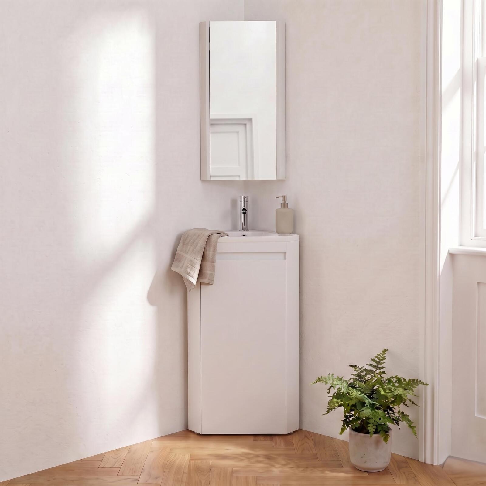 Mueble lavabo de esquina sorrento con patas, grifo y mueble