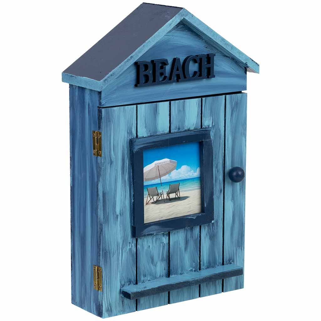 Caja de llaves de madera azul 20x8x30h cm