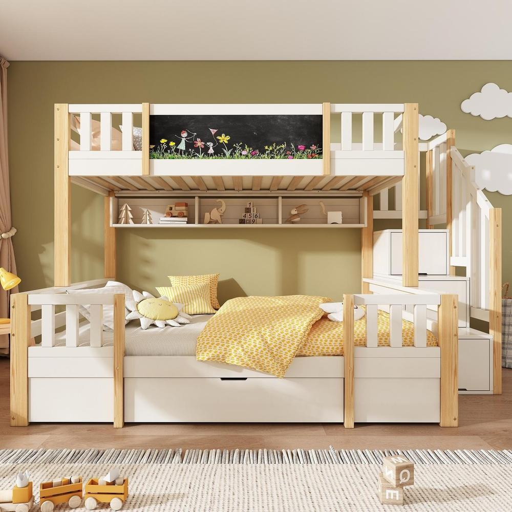 Litera infantil 90x200 y 140x200cm con pizarra y escalera