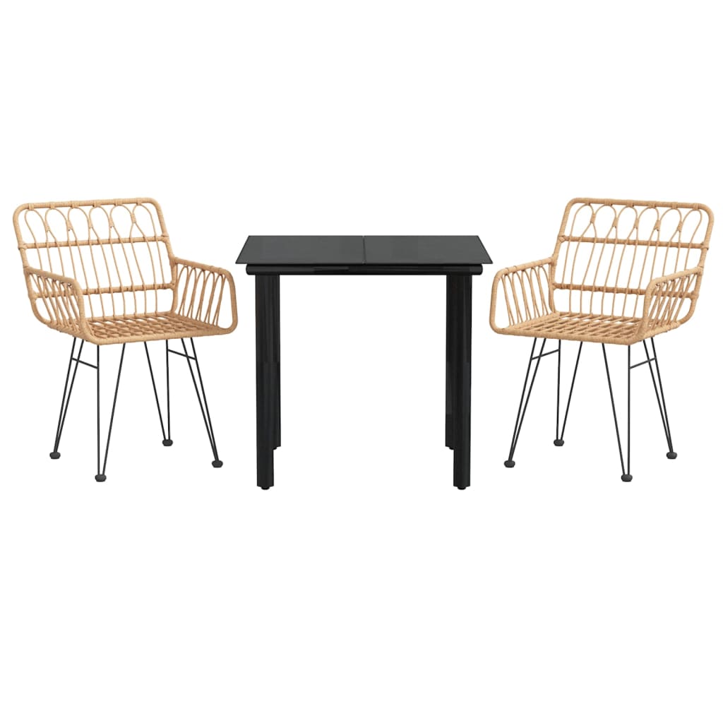 vidaXL juego de comedor de jardín 3 piezas ratán sintético
