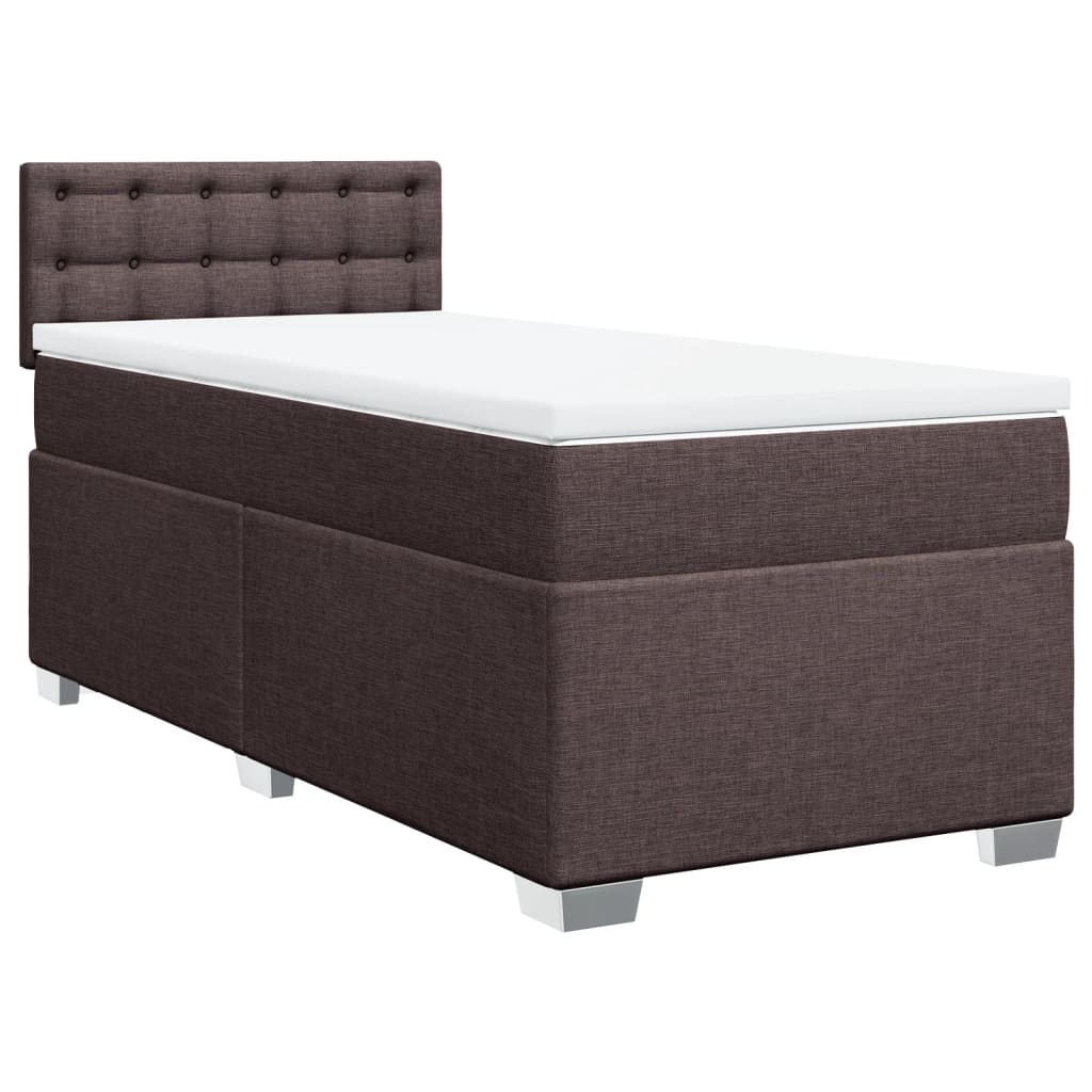 vidaXL cama box spring con colchón tela marrón oscuro 90x190 cm