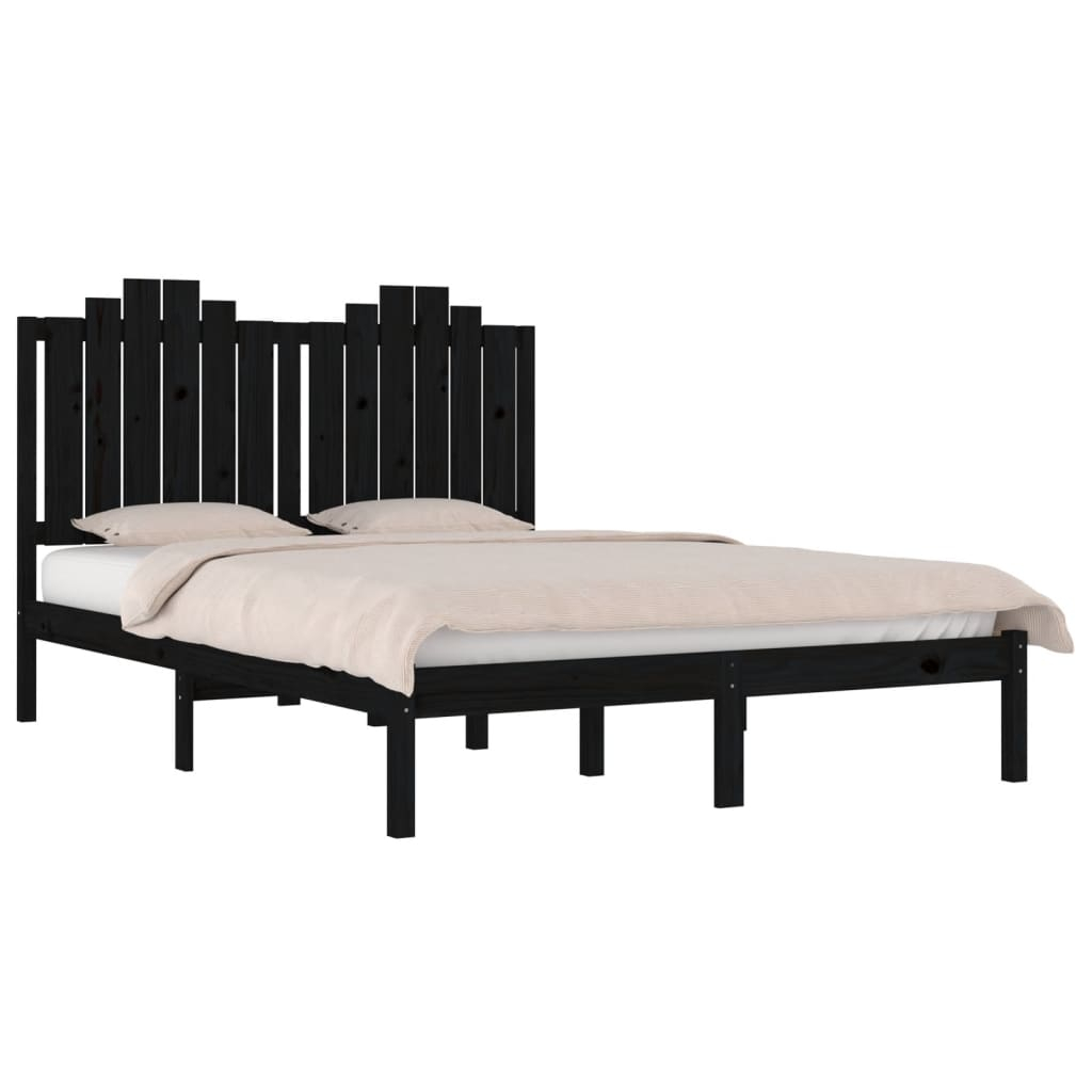 vidaXL estructura de cama de madera maciza de pino negra 200x200 cm