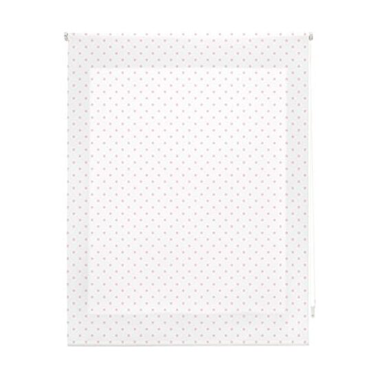 Estor enrollable premium 130x180 blanco con motas rosas