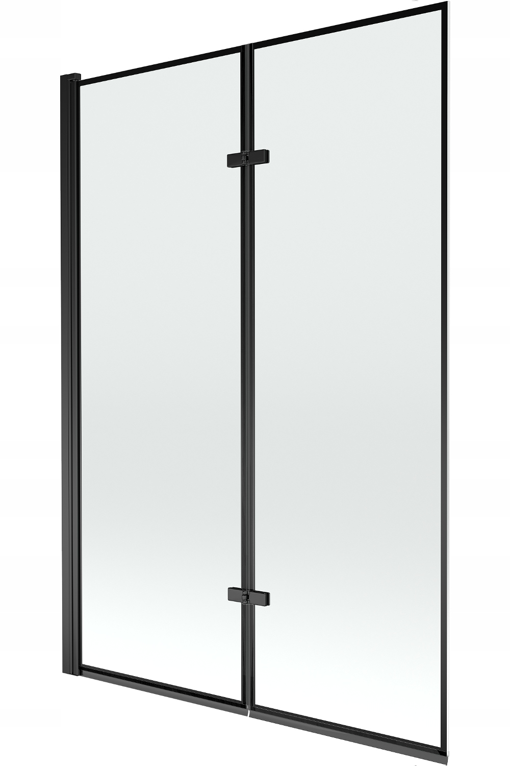 Mampara de bañera 2 hojas vidrio transparente, 120x150 cm, perfil negro