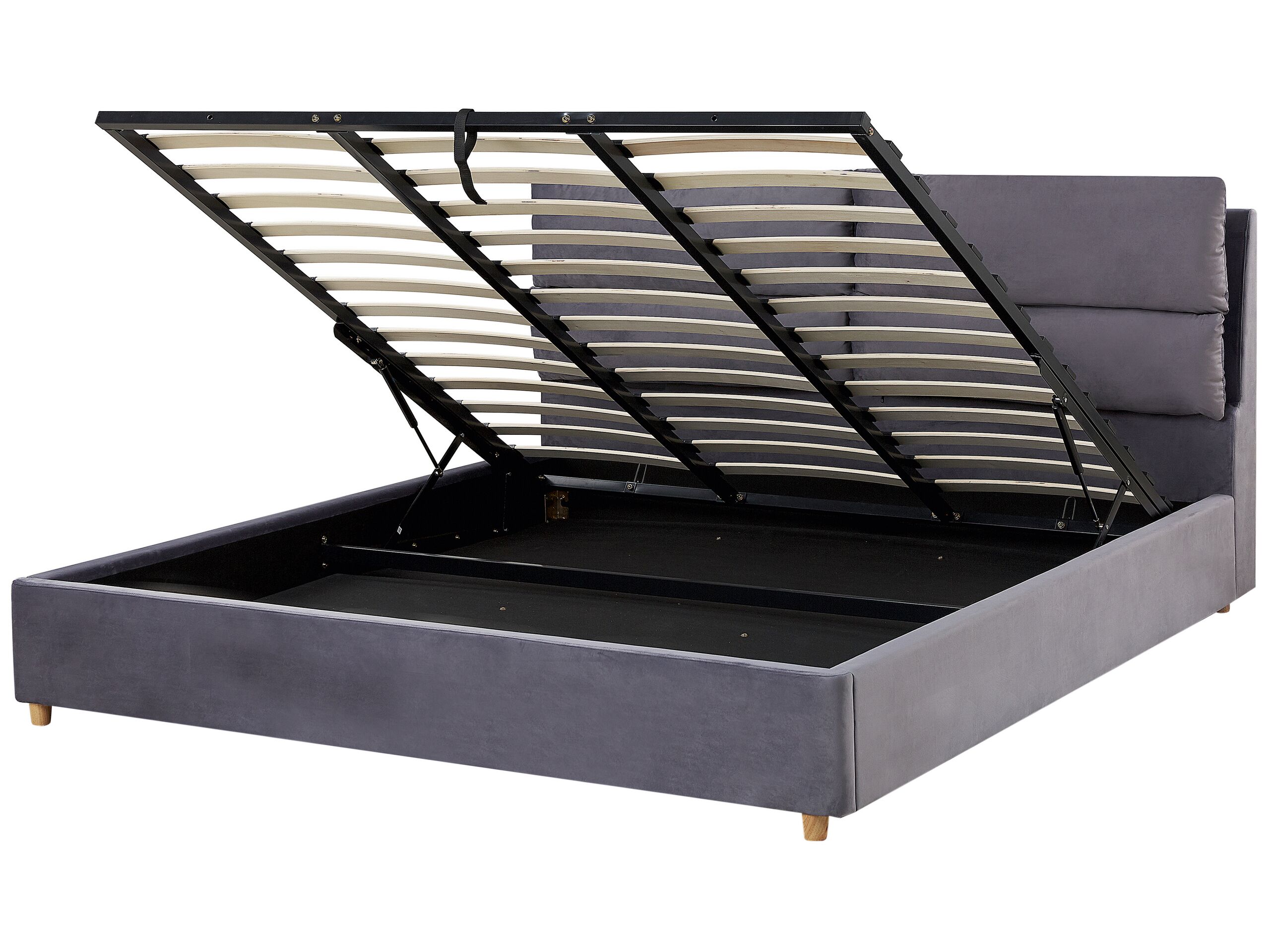 Cama con almacenaje batilly terciopelo gris 180 x 200 cm