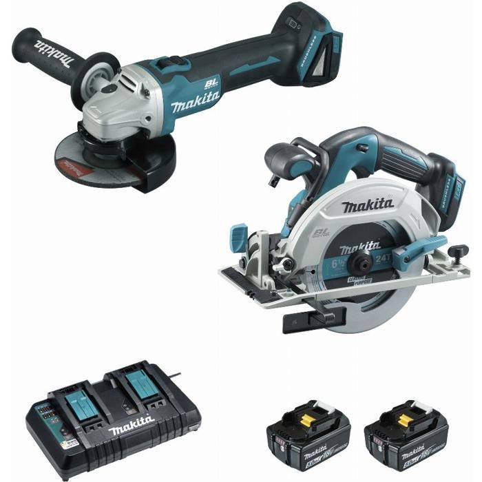 Conjunto de 2 máquinas 18 v li-ion 5 ah Makita sierra dhs680 + amoladora dg