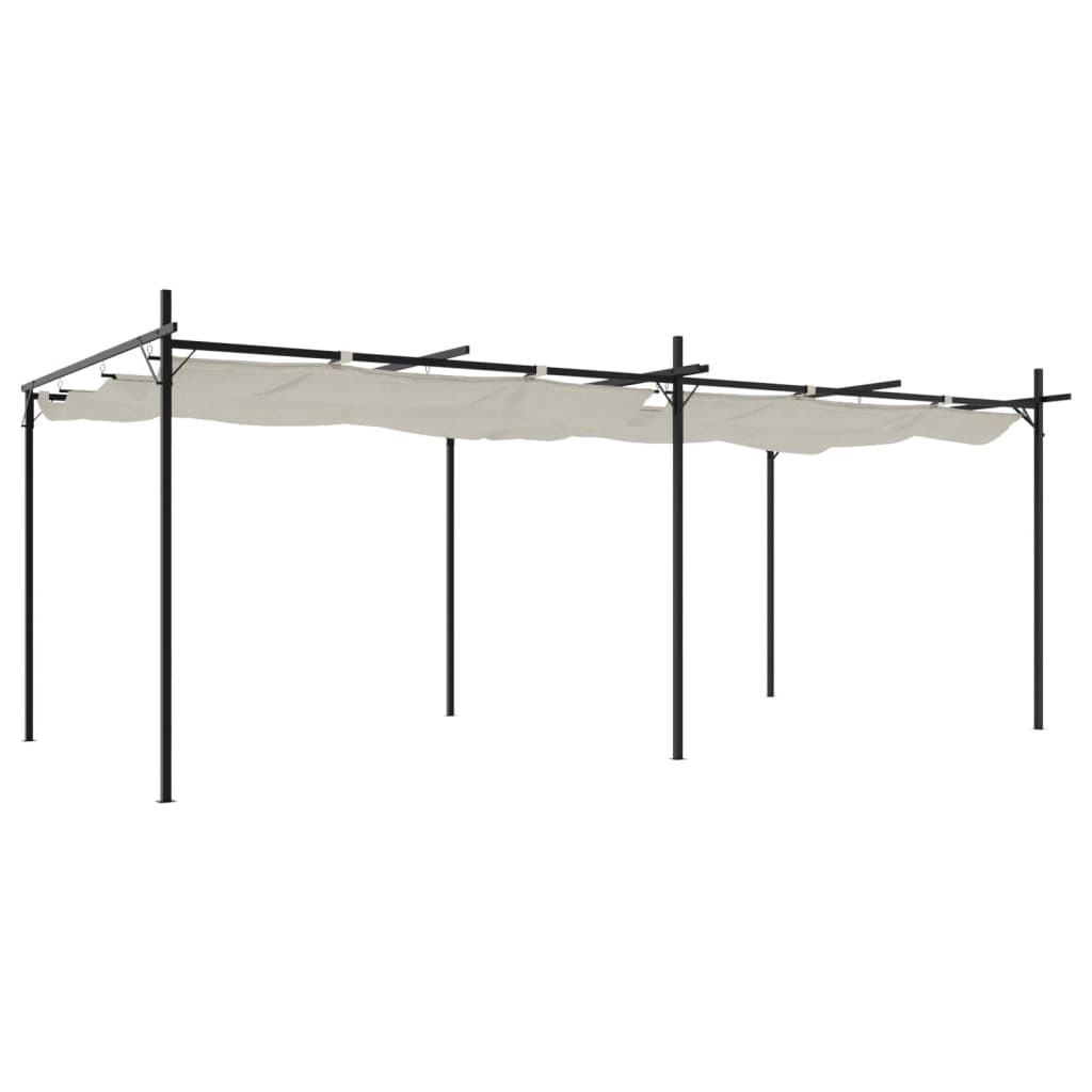 vidaXL pérgola con cubierta retráctil color crema 589x292x230 cm
