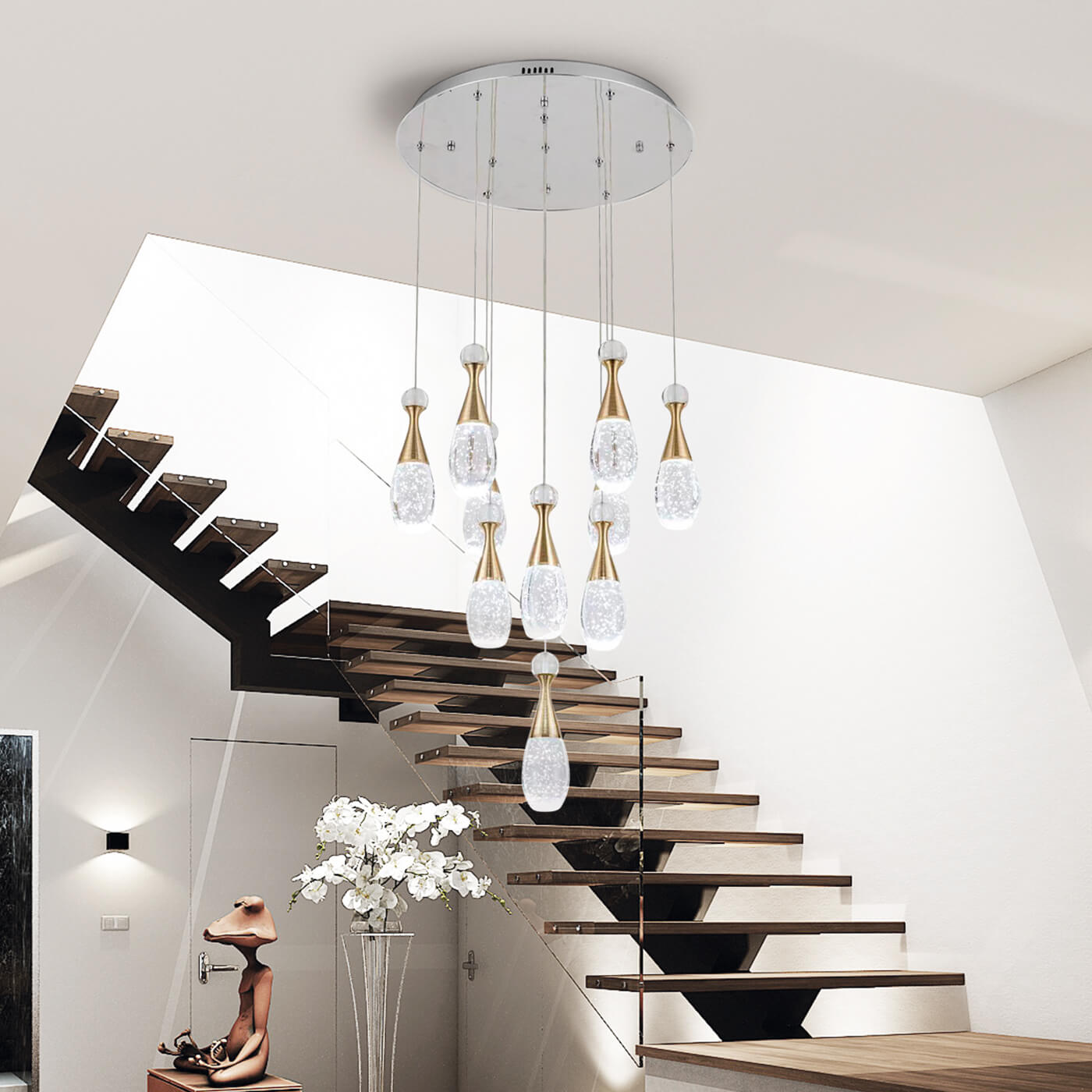 Lámpara coLGante LED drops - 60w - 3000k-6000k - long.max 140cm - azabak