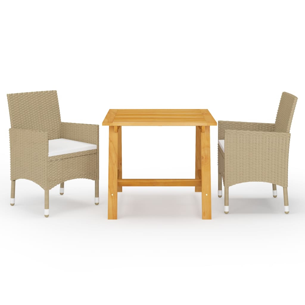 vidaXL juego de comedor de jardín de 3 piezas beige