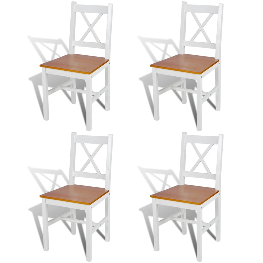 Sillas de comedor 4 unidades madera de pino blancas qweo6368