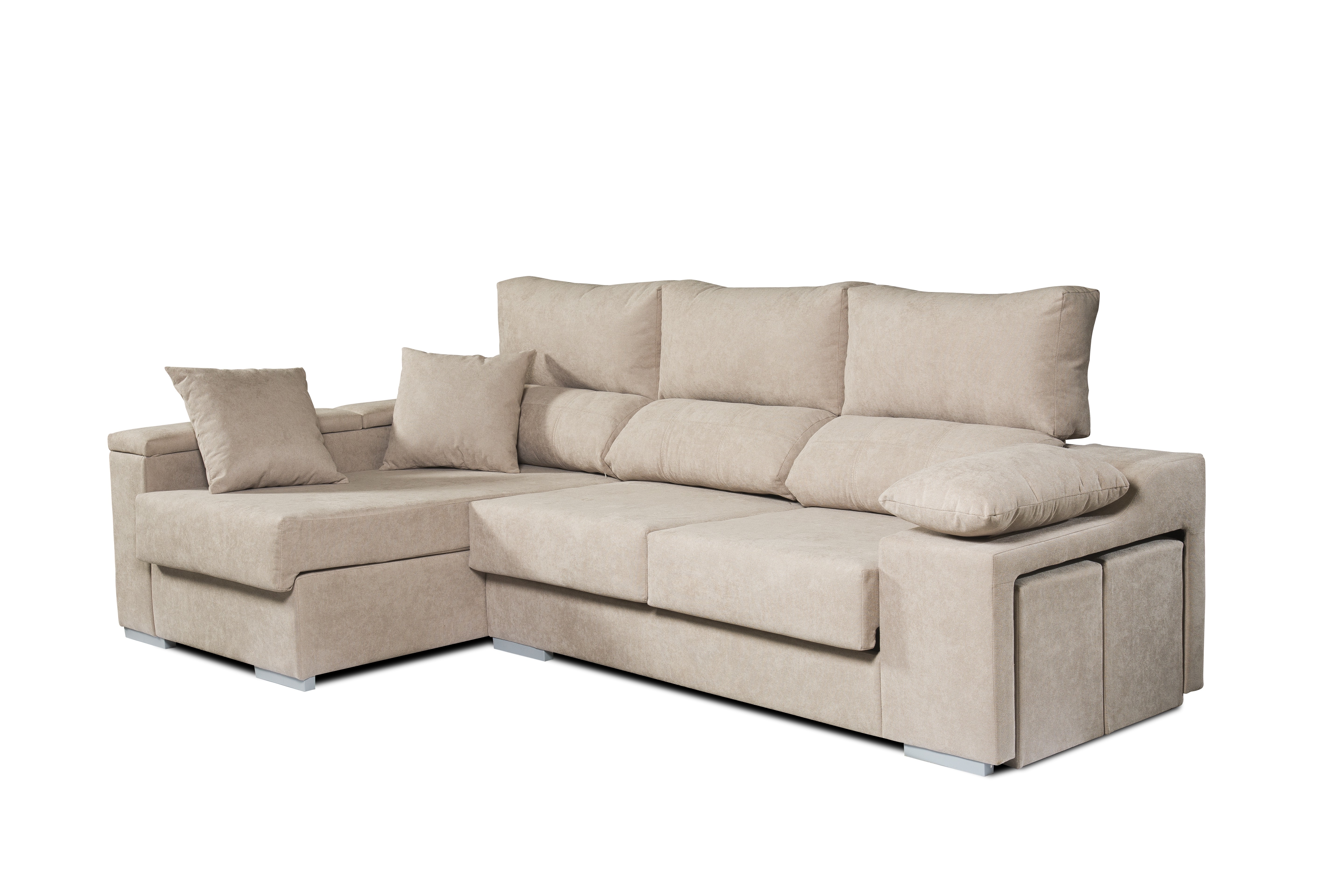 Sofá chaiselongue rubí de izquierda beige 3 plazas 265x145x102 cm