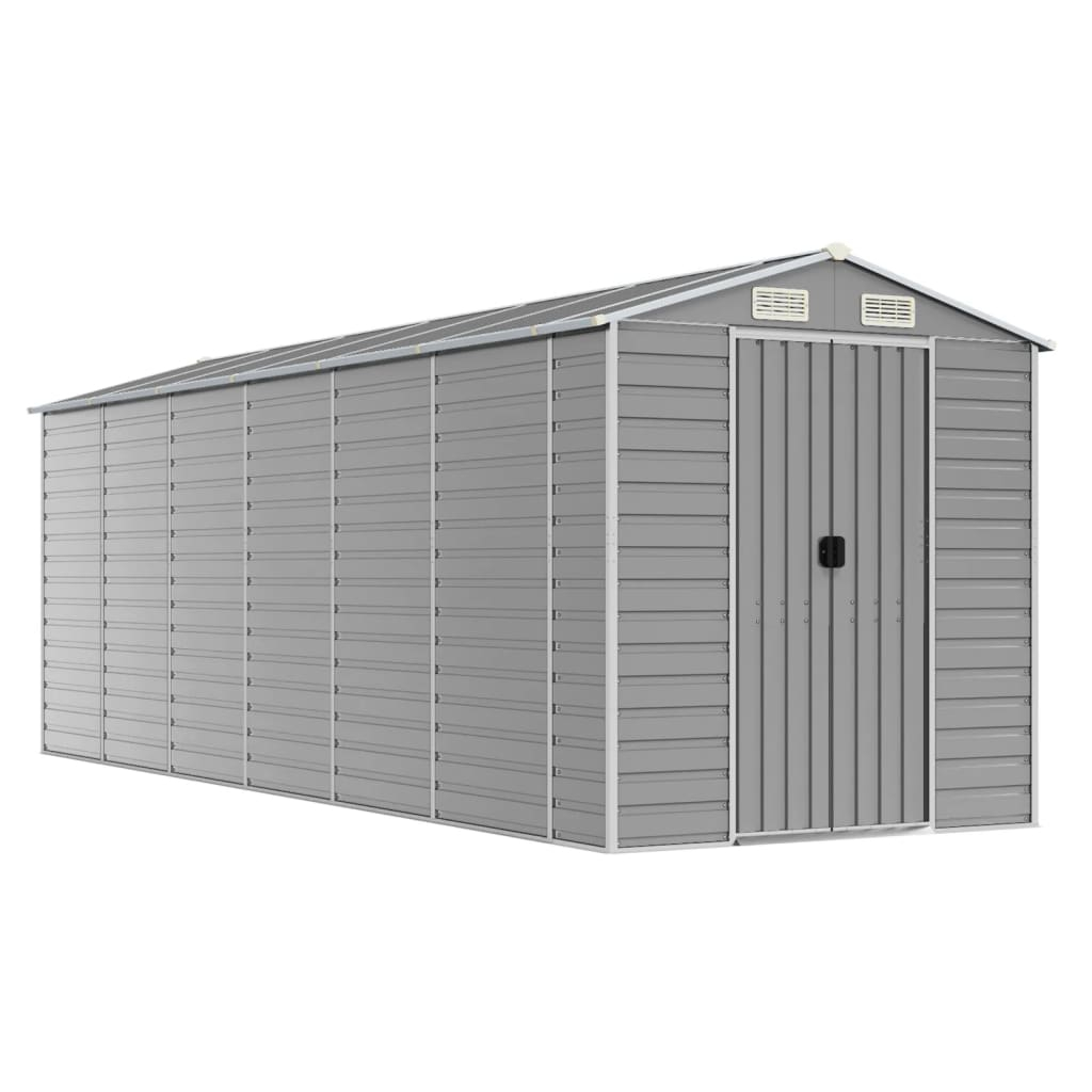 vidaXL caseta de jardín gris claro 191x555x198 cm acero galvanizado
